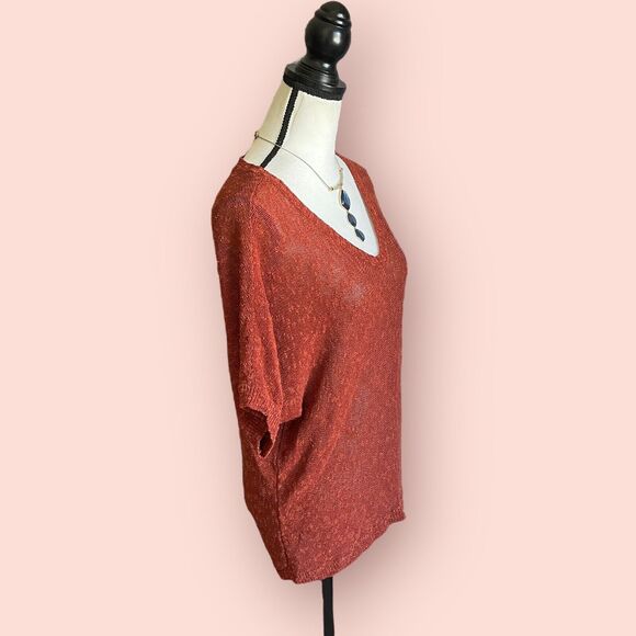 Eileen Fisher Linen Sweater Rust Red Petite XS S Long Tunic Length - Picture 6 of 13